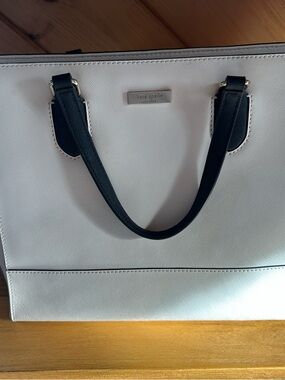 kate spade White Satchel with Black Handles